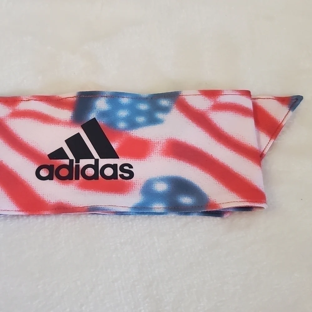 NWT Adidas Alphaskin Tie Headband American Flag Red White Blue Unisex